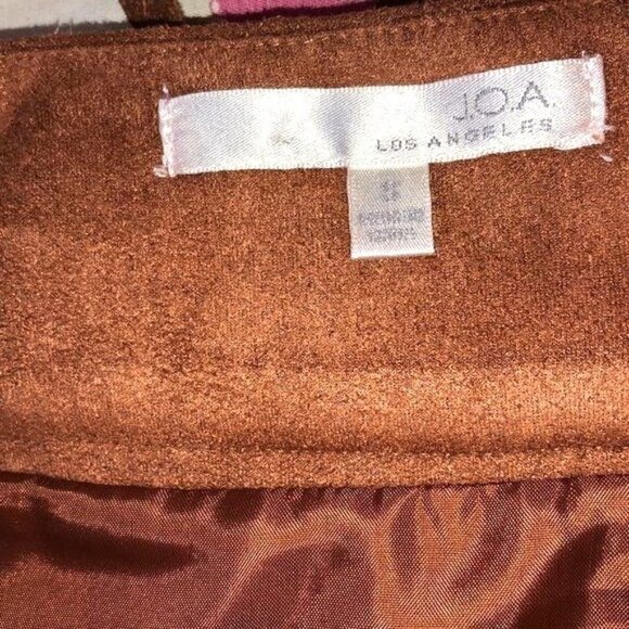 J.O.A. Los Angeles Fringe Skirt Small Brown Lined Hidden Side Zipper Hook Eye - Picture 4 of 10